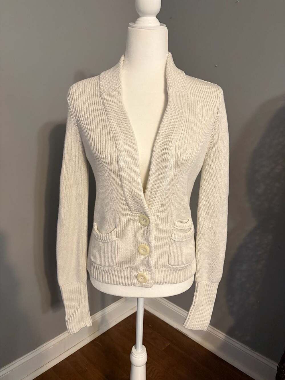American Eagle Outfitters Cream Cardigan Sweater, Size L/G